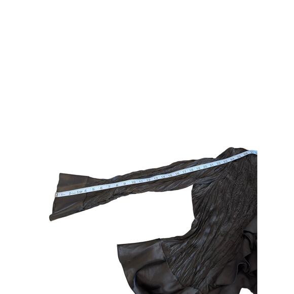 Sunny Taylor Blouse Black Vamp Goth Ruffle Collar Whimsigoth Long Sleeve Size XL - Picture 12 of 12